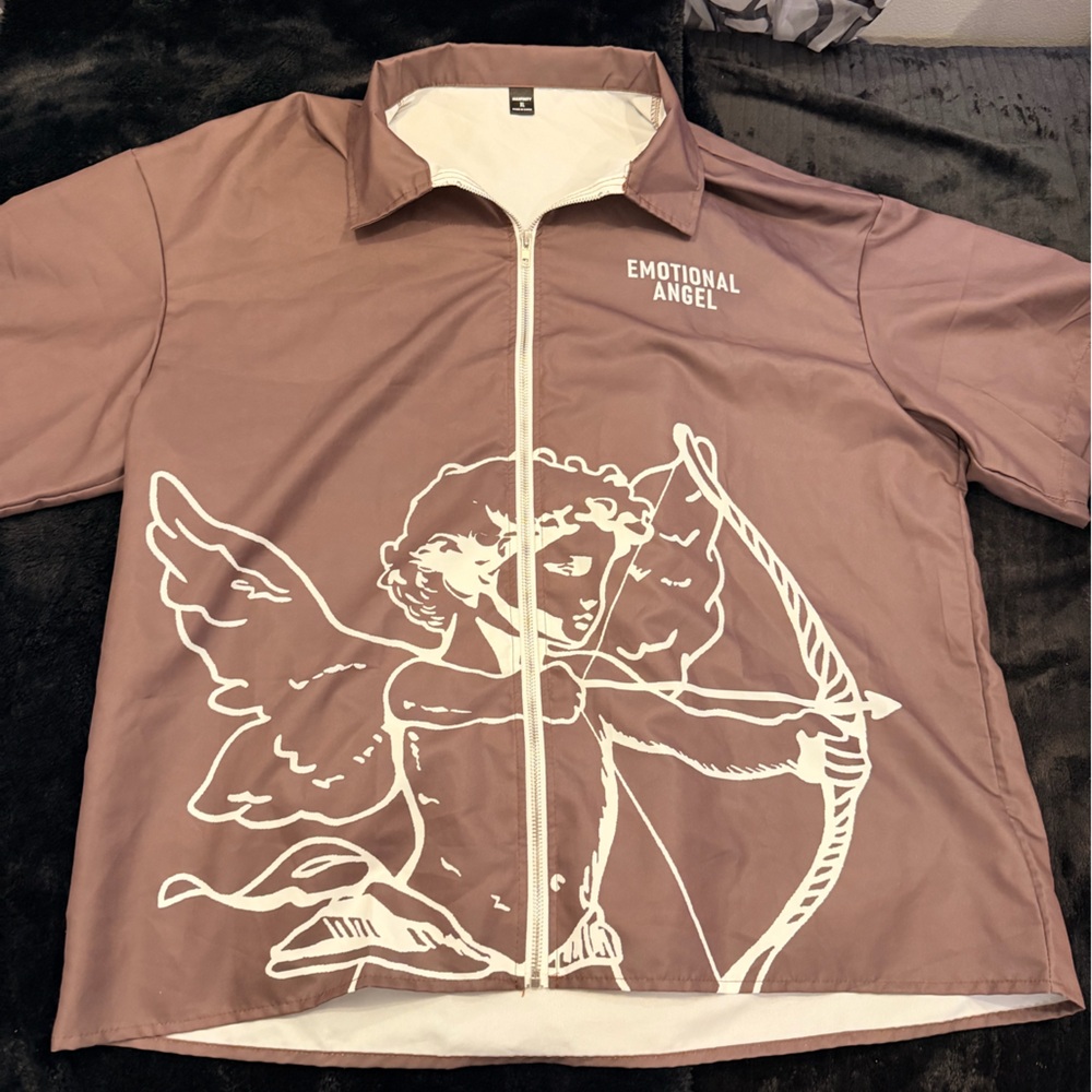Emotional Angel Brown Casual Button Down Shirt